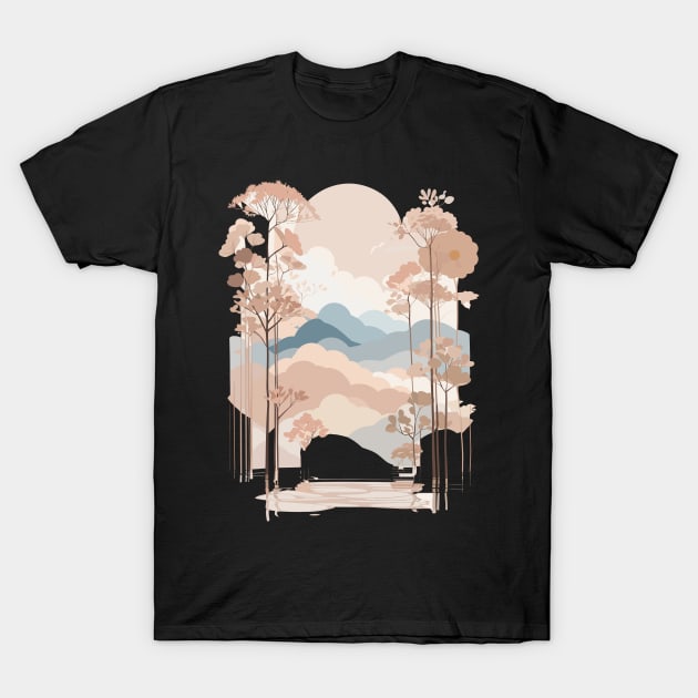 Moon Boho style Art lovely mountainou Tree T-Shirt by Suldaan Style